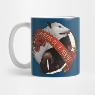 Opossum & Skunk, Friends of the Night with Rose Banner Mug